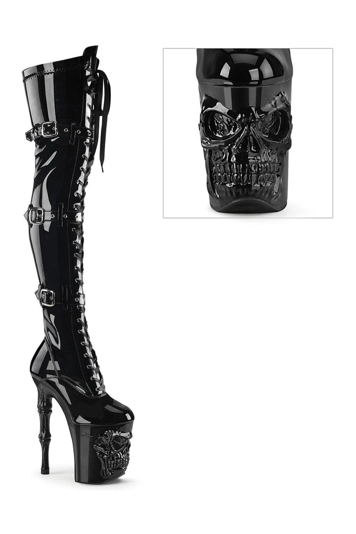 Pleaser Black Thigh Boots Platform Stripper Shoes | Buy at Sexyshoes.com