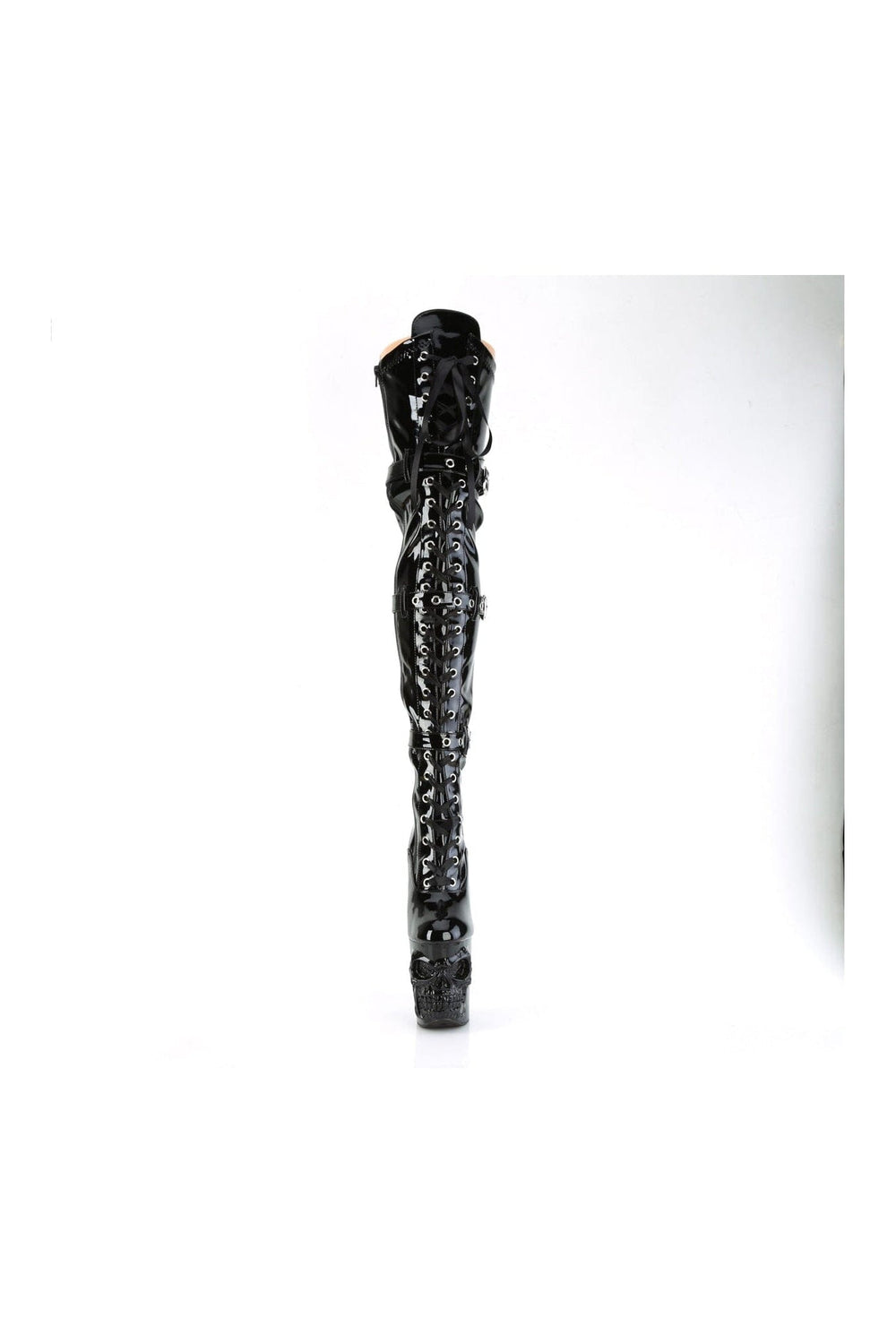 Pleaser RAPTURE-3028 Black Patent Thigh Boot in Black Patent