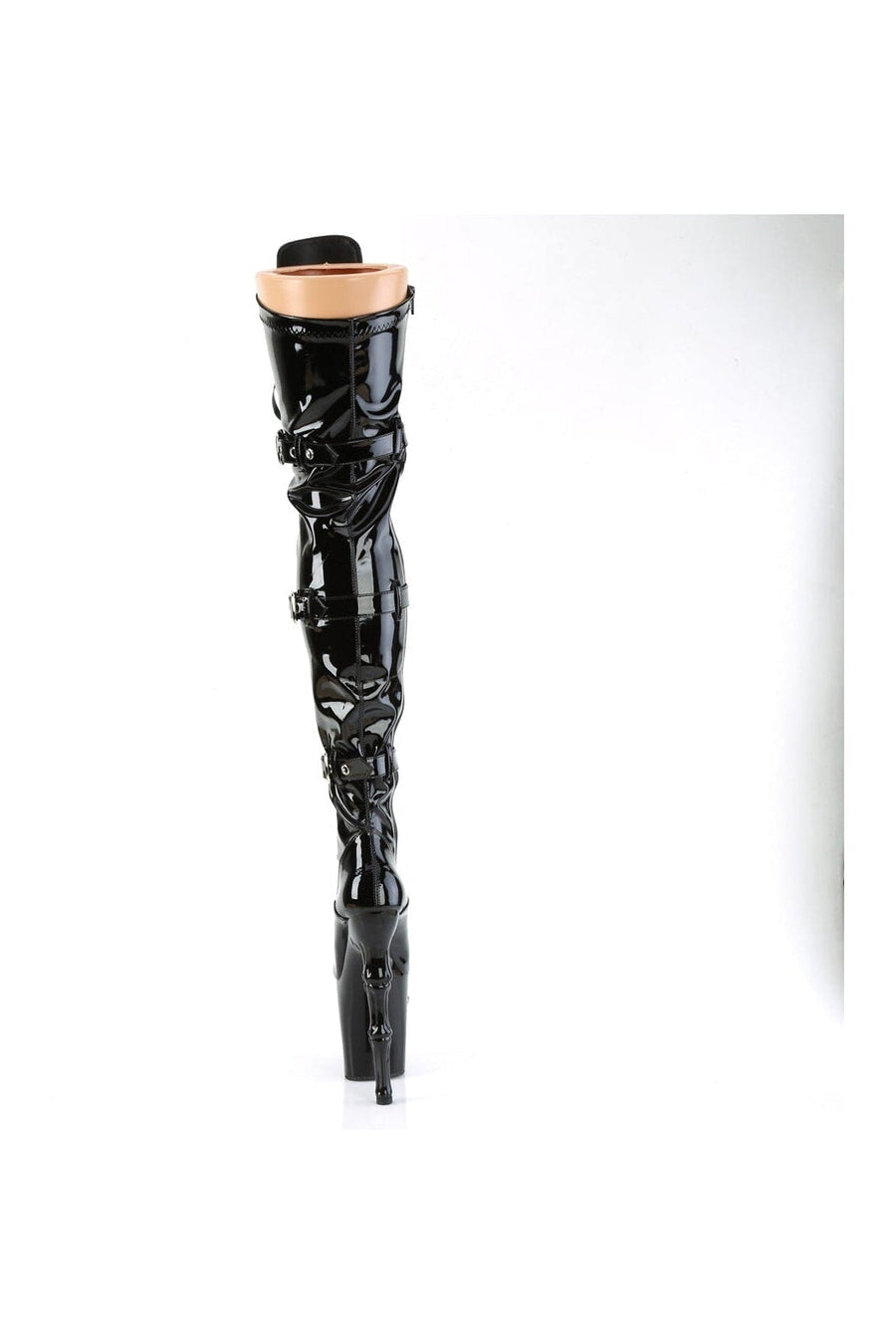 Pleaser RAPTURE-3028 Black Patent Thigh Boot in Black Patent