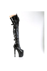 Pleaser RAPTURE-3028 Black Patent Thigh Boot in Black Patent