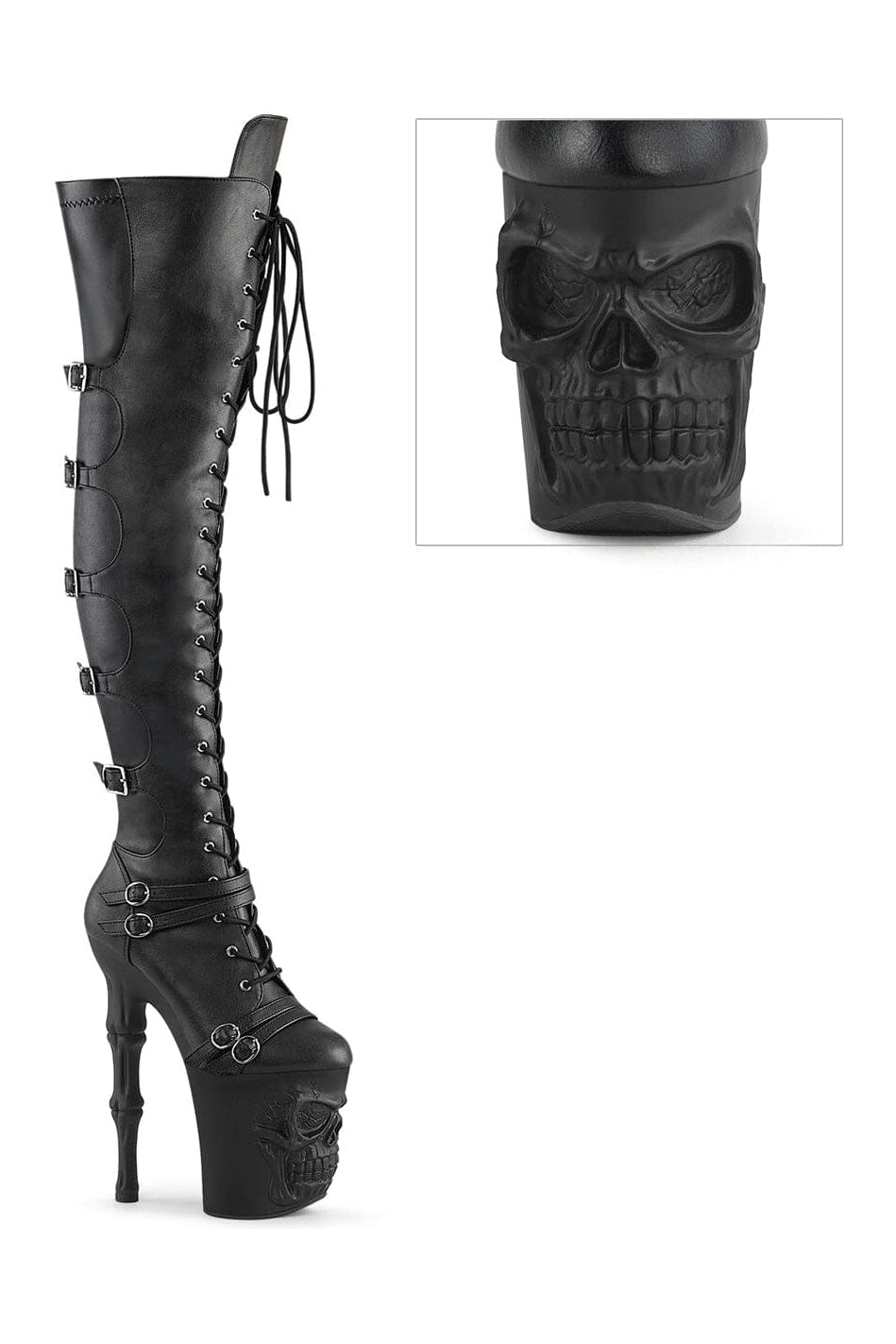 RAPTURE-3045 Black Faux Leather Knee Boot-Knee Boots-Pleaser-Black-10-Faux Leather-SEXYSHOES.COM