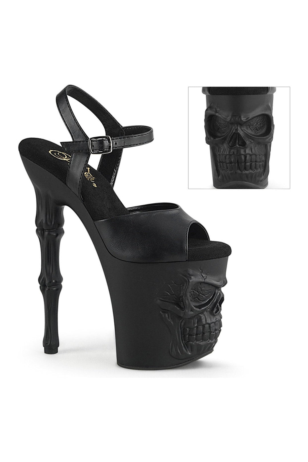 Pleaser RAPTURE-809 Sandal in Black Faux Leather from SexyShoes.com