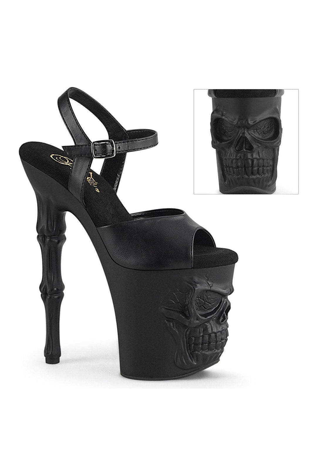 RAPTURE-809 Sandal | Black Faux Leather-Sandals-Pleaser-Black-6-Faux Leather-SEXYSHOES.COM