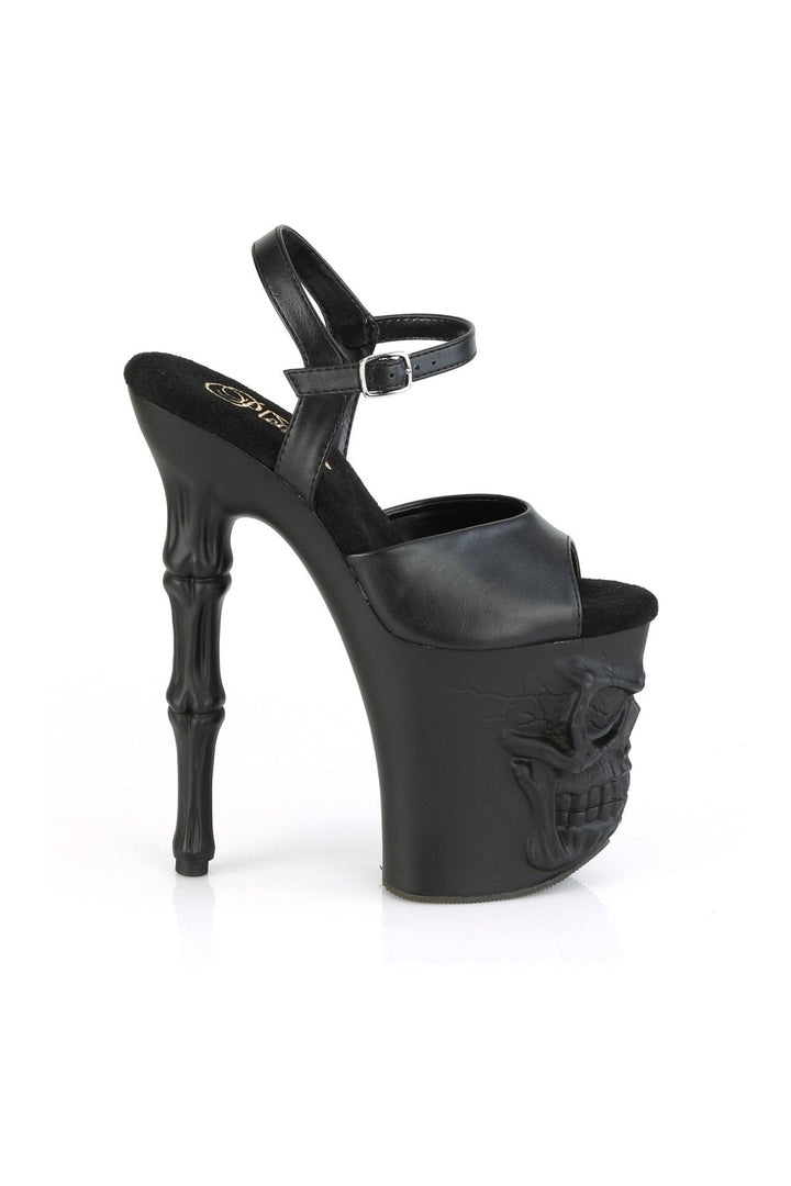 RAPTURE-809 Sandal | Black Faux Leather-Sandals-Pleaser-SEXYSHOES.COM