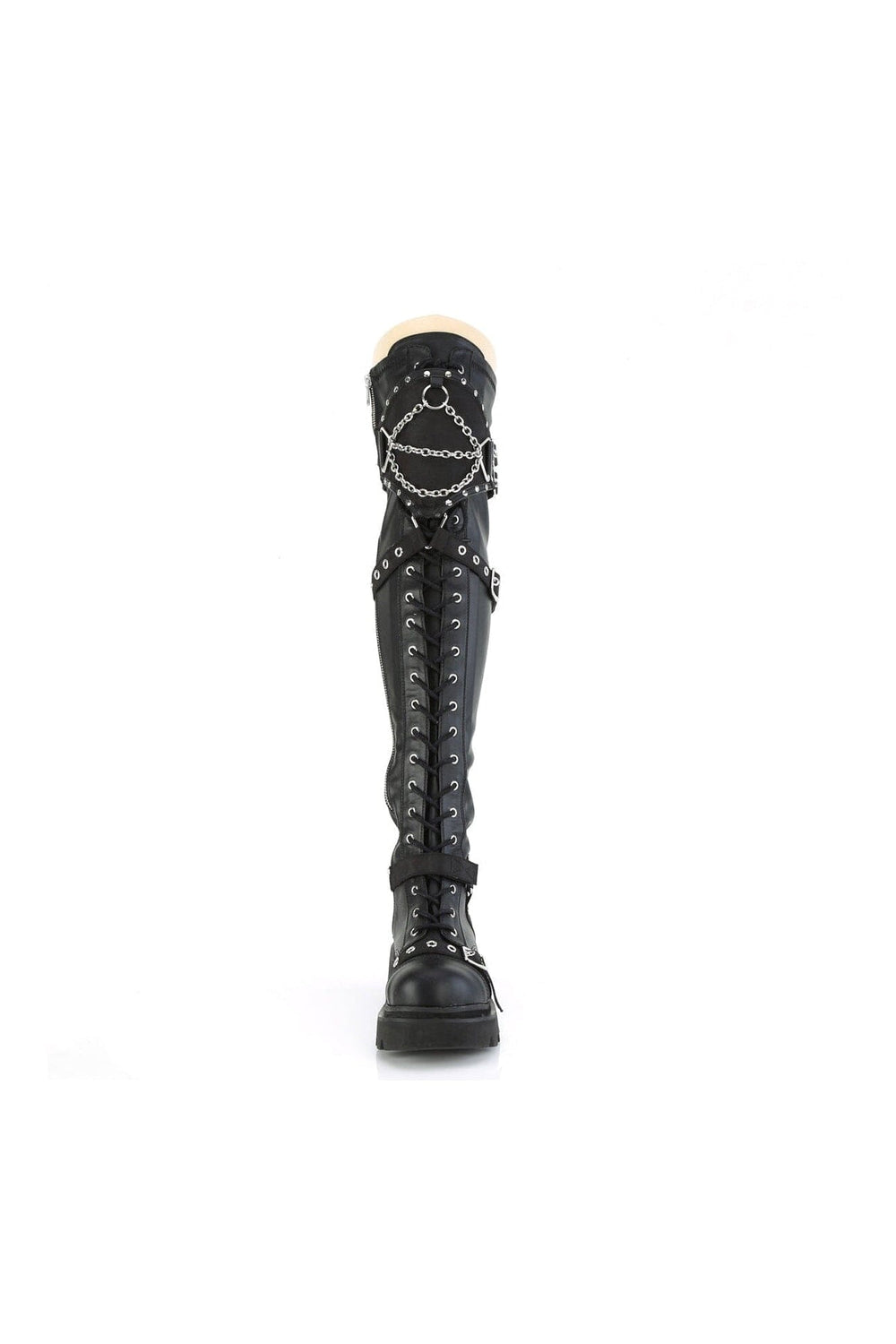 RENEGADE-320 Black Vegan Leather Knee Boot-Knee Boots-Demonia-SEXYSHOES.COM