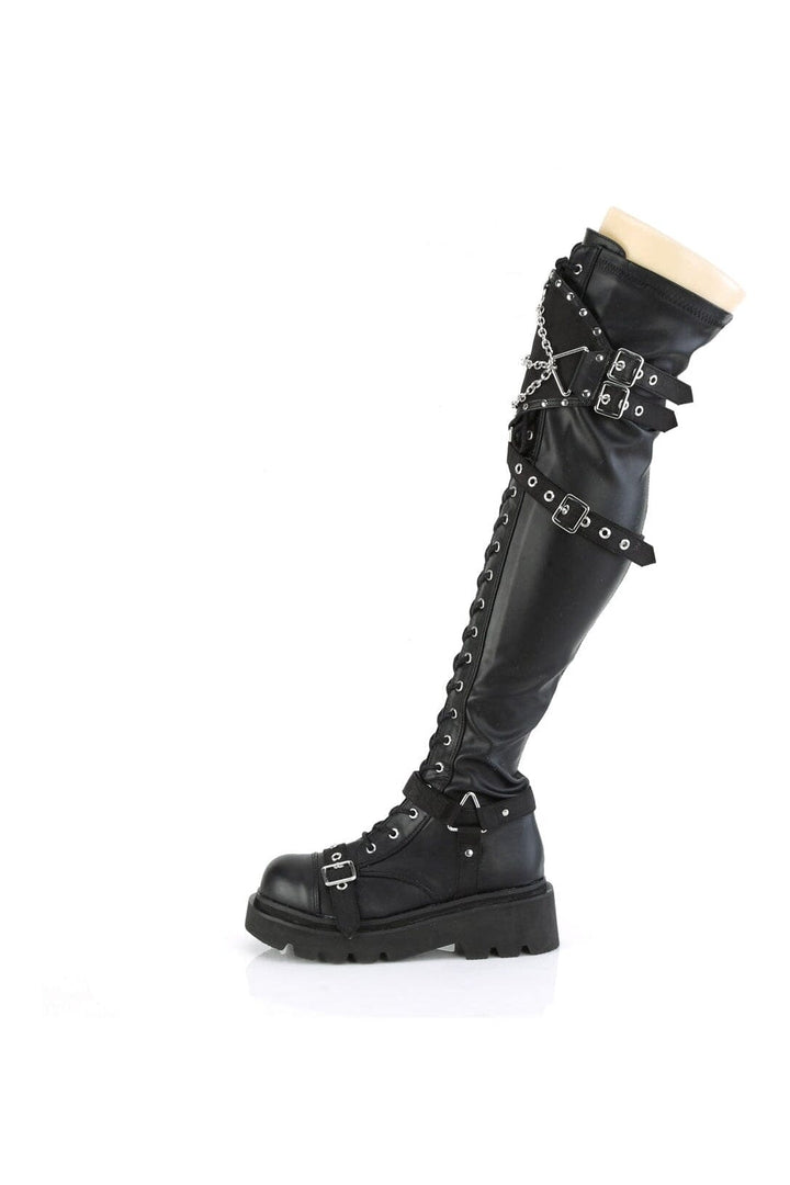 RENEGADE-320 Black Vegan Leather Knee Boot-Knee Boots-Demonia-SEXYSHOES.COM