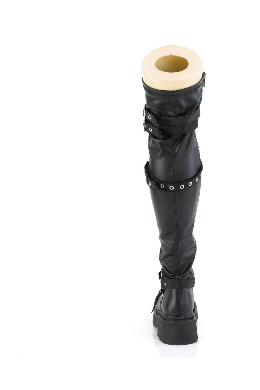 Demonia RENEGADE-320 Black Vegan Leather Knee Boot in Black Vegan Leather