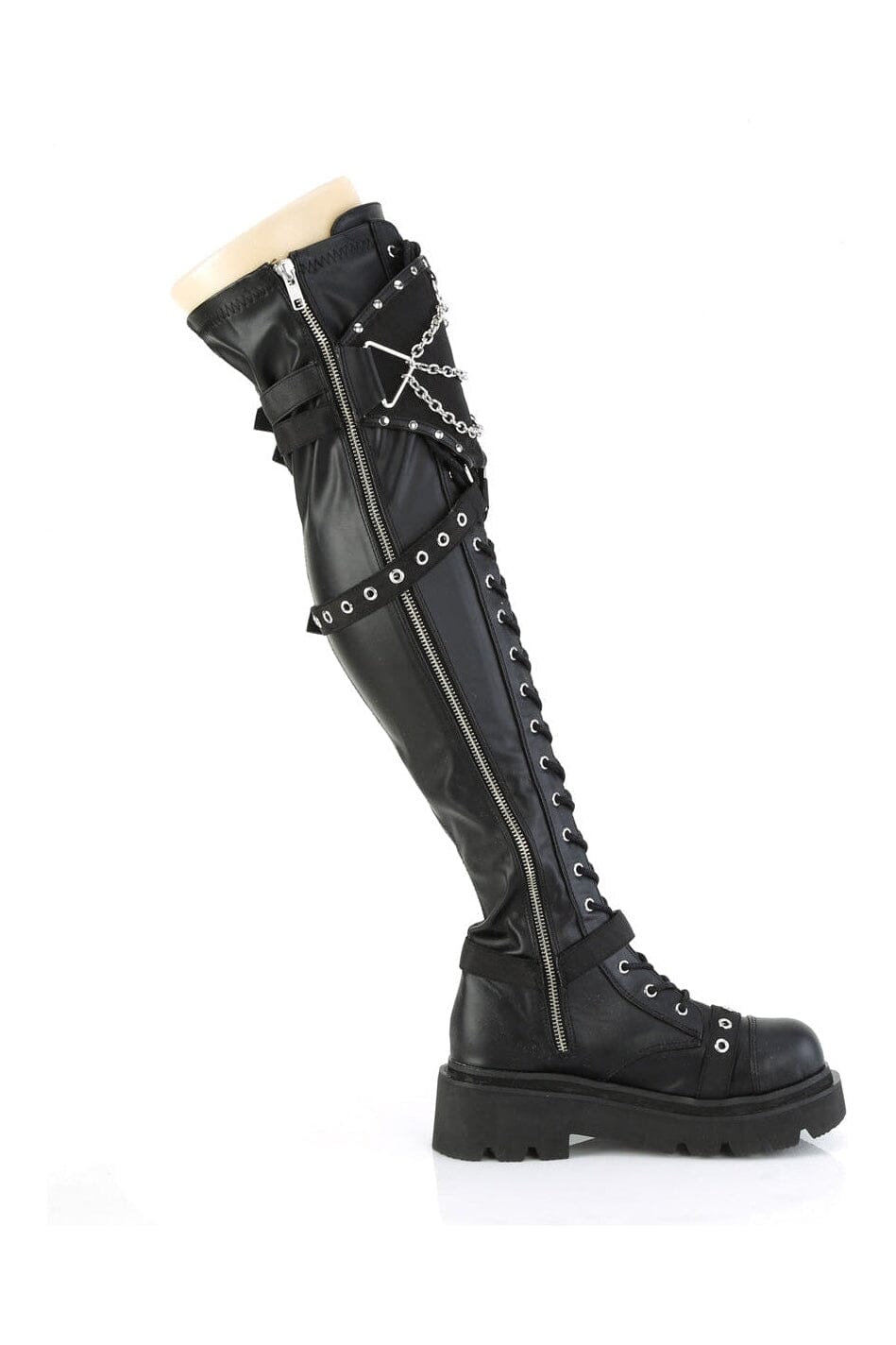 RENEGADE-320 Black Vegan Leather Knee Boot-Knee Boots-Demonia-SEXYSHOES.COM