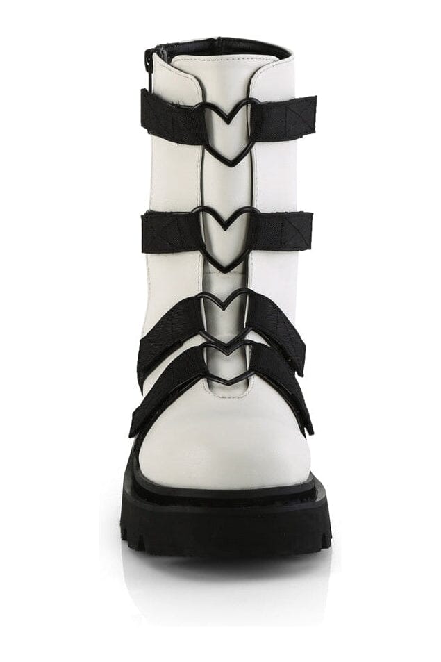Demonia RENEGADE-50 White Vegan Leather Ankle Boot in White Vegan Leather