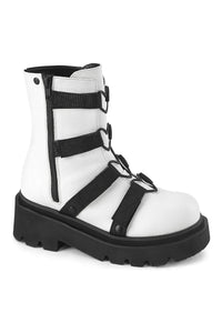Demonia RENEGADE-50 White Vegan Leather Ankle Boot in White Vegan Leather from SexyShoes.com