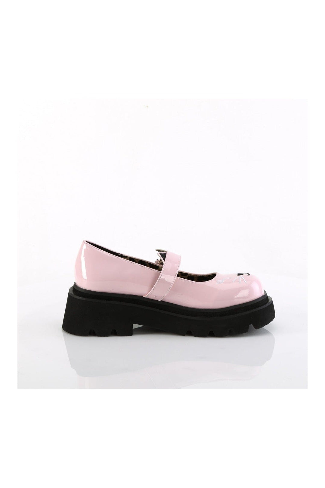 Demonia RENEGADE-56 Pink Hologram Patent Mary Janes in Pink Hologram Patent