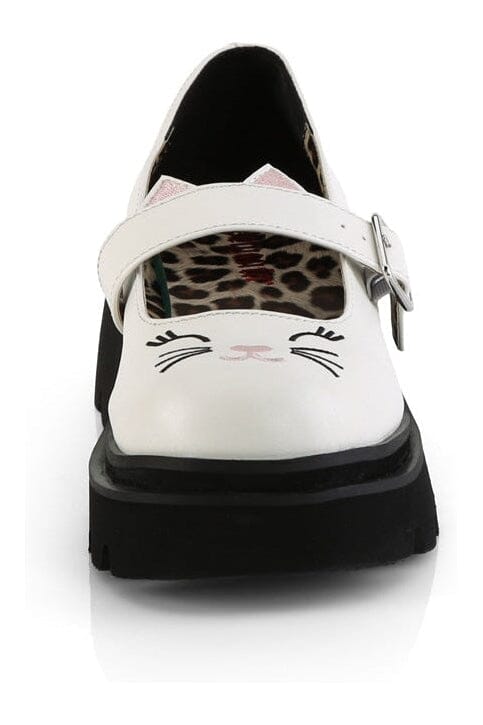 Demonia RENEGADE-56 White Vegan Leather Mary Janes in White Vegan Leather