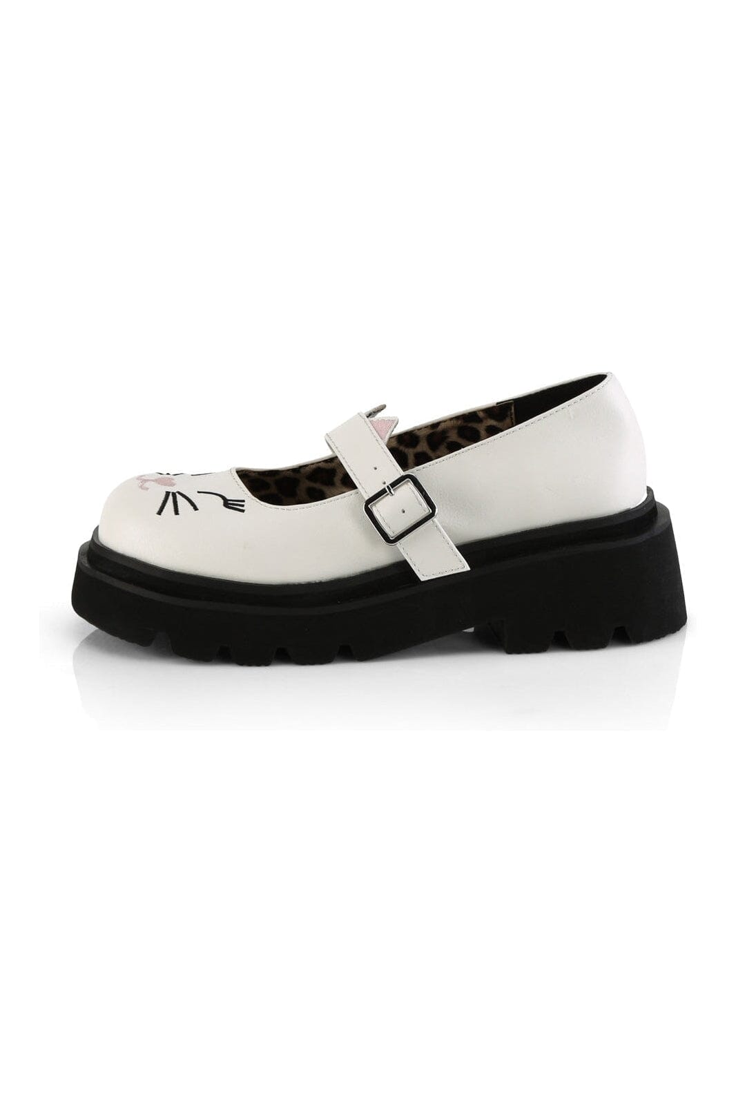 Demonia RENEGADE-56 White Vegan Leather Mary Janes in White Vegan Leather