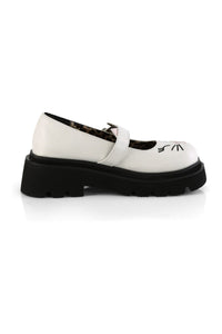 Demonia RENEGADE-56 White Vegan Leather Mary Janes in White Vegan Leather