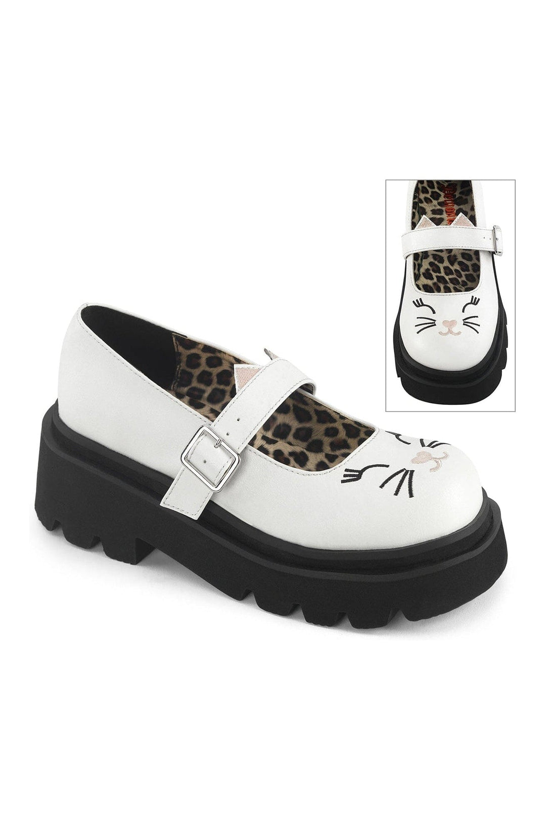 Demonia RENEGADE-56 White Vegan Leather Mary Janes in White Vegan Leather from SexyShoes.com