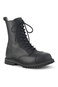 Demonia RIOT-10 Black Vegan Leather Ankle Boot in Black Vegan Leather from SexyShoes.com