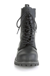 Demonia RIOT-10 Black Vegan Leather Ankle Boot in Black Vegan Leather