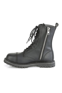 Demonia RIOT-10 Black Vegan Leather Ankle Boot in Black Vegan Leather