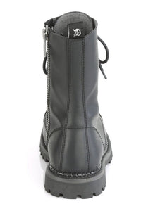 Demonia RIOT-10 Black Vegan Leather Ankle Boot in Black Vegan Leather