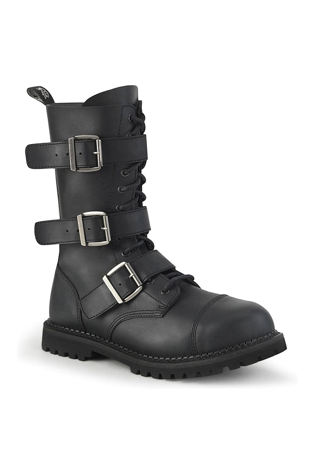 Demonia RIOT-12BK Black Vegan Leather Ankle Boot in Black Vegan Leather from SexyShoes.com
