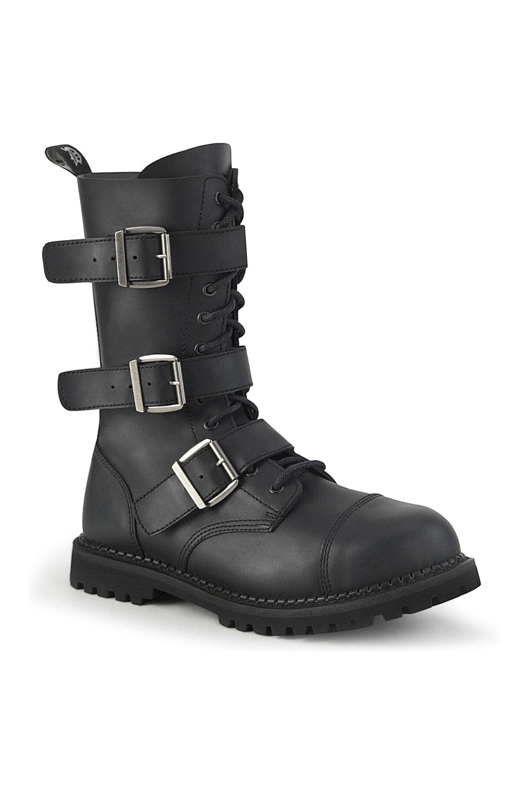 RIOT-12BK Black Vegan Leather Ankle Boot-Ankle Boots-Demonia-Black-10-Vegan Leather-SEXYSHOES.COM