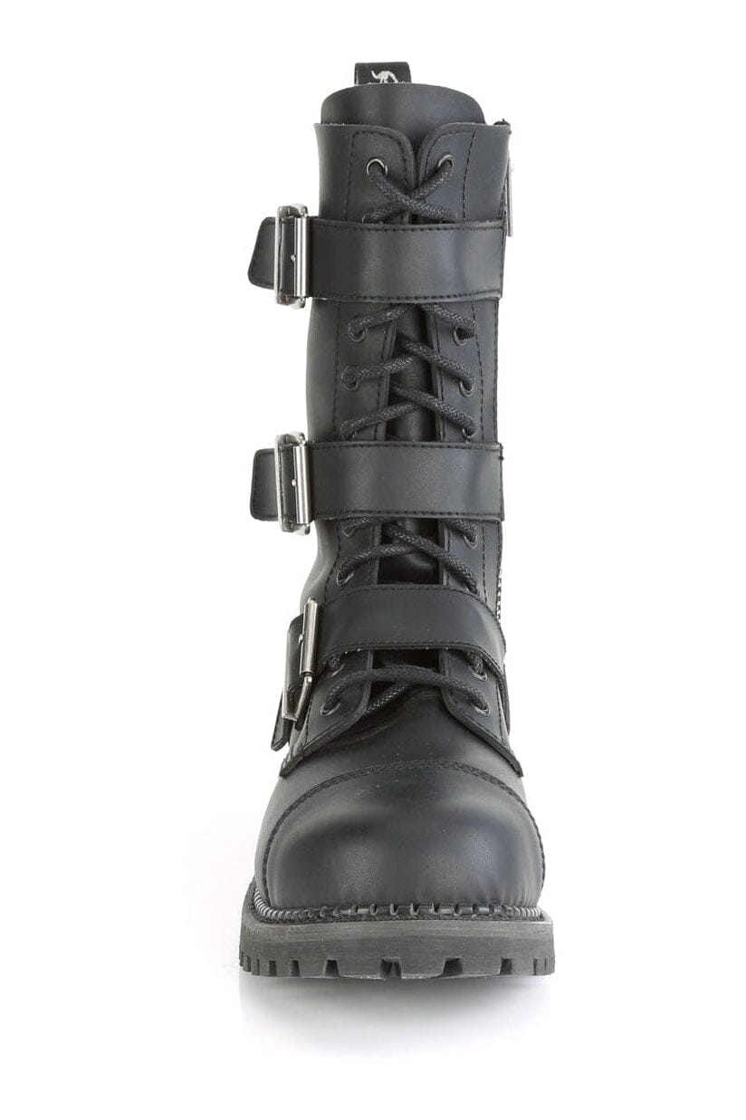RIOT-12BK Black Vegan Leather Ankle Boot-Ankle Boots-Demonia-SEXYSHOES.COM