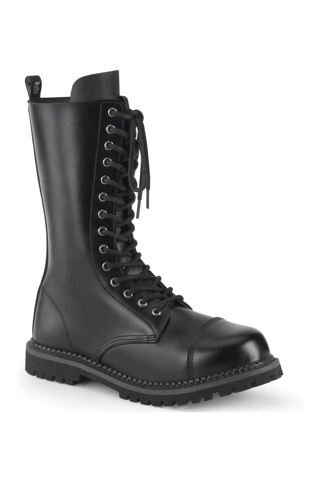 RIOT-14 Black Leather Knee Boot-Knee Boots-Demonia-Black-10-Leather-SEXYSHOES.COM