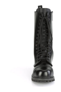 Demonia RIOT-14 Black Leather Knee Boot in Black Leather