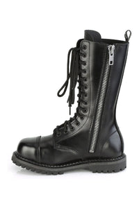 Demonia RIOT-14 Black Leather Knee Boot in Black Leather