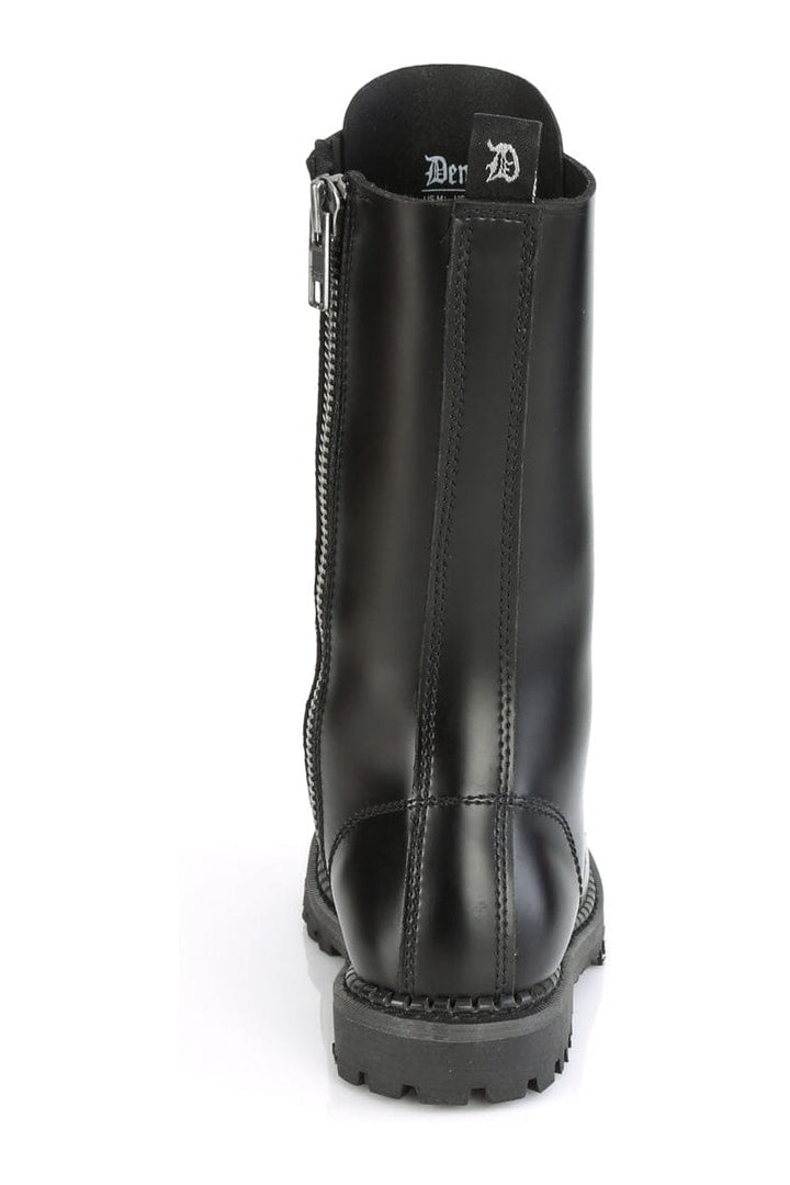 RIOT-14 Black Leather Knee Boot-Knee Boots-Demonia-SEXYSHOES.COM
