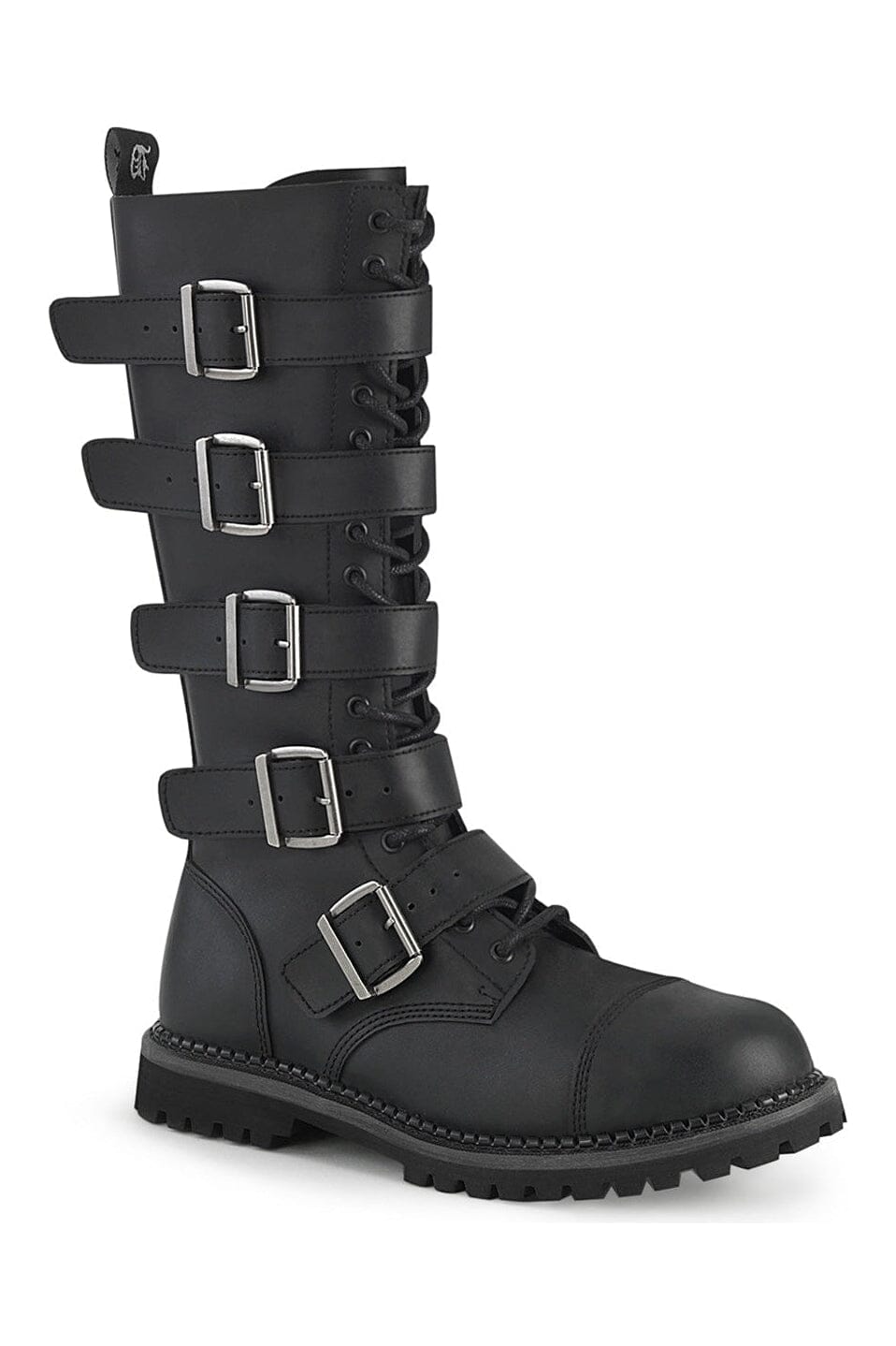 RIOT-18BK Black Vegan Leather Knee Boot-Knee Boots-Demonia-Black-10-Vegan Leather-SEXYSHOES.COM