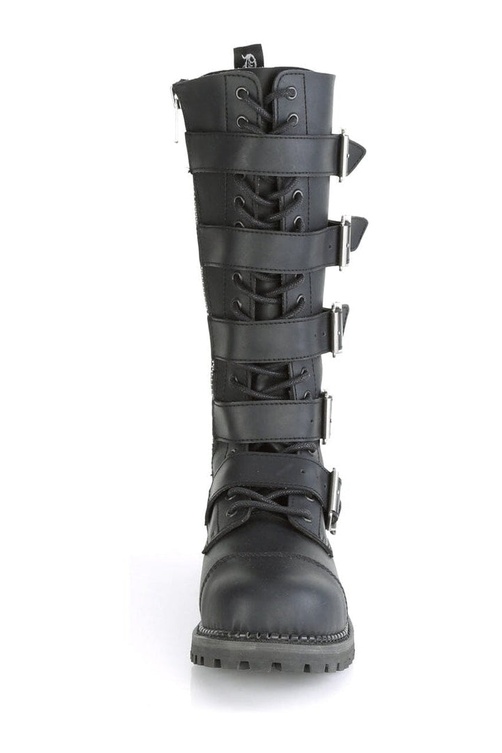 RIOT-18BK Black Vegan Leather Knee Boot