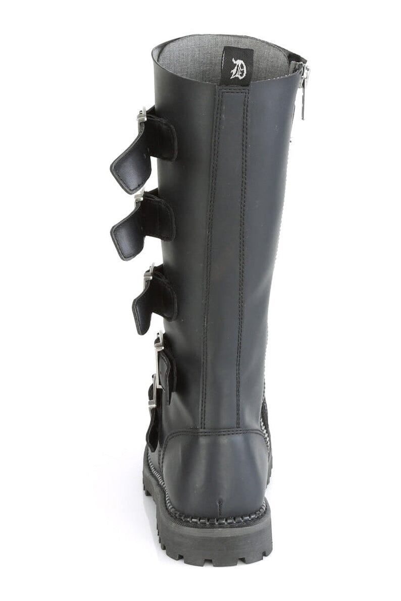 RIOT-18BK Black Vegan Leather Knee Boot-Knee Boots-Demonia-SEXYSHOES.COM