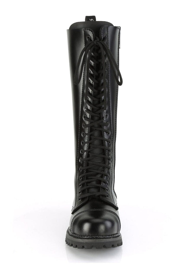 SS-RIOT-20 Black Leather Knee Boot