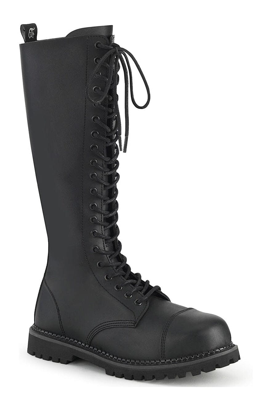 RIOT-20 Black Vegan Leather Knee Boot-Knee Boots-Demonia-Black-10-Vegan Leather-SEXYSHOES.COM