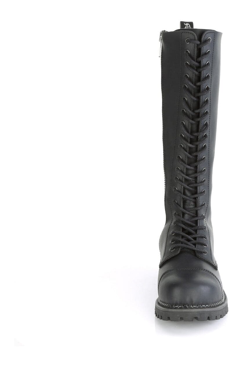 RIOT-20 Black Vegan Leather Knee Boot-Knee Boots-Demonia-SEXYSHOES.COM