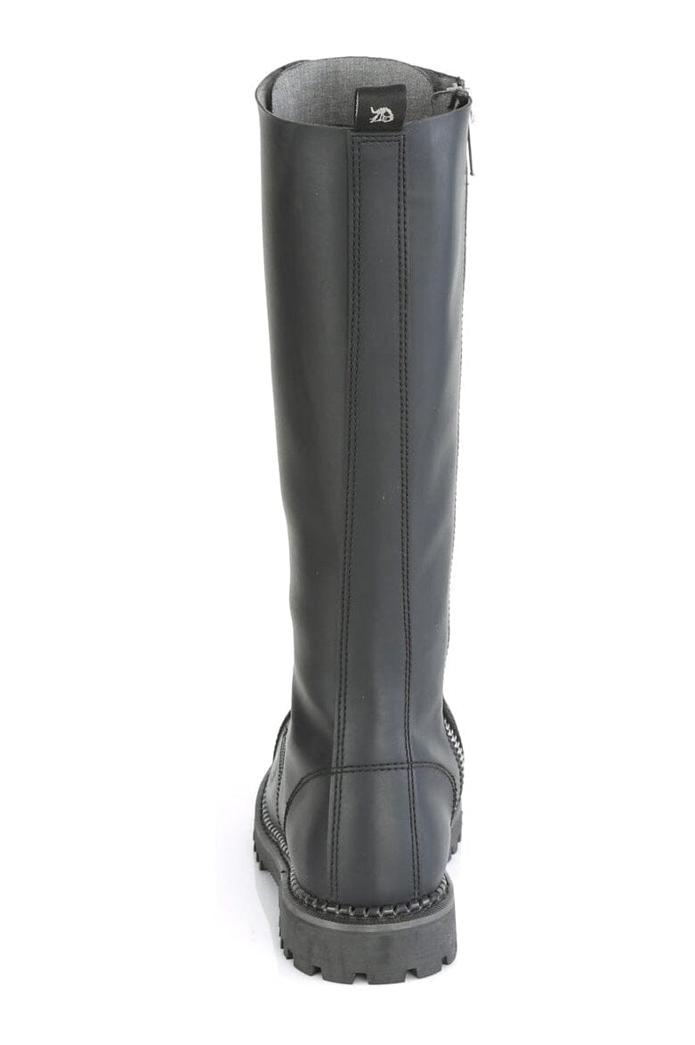 RIOT-20 Black Vegan Leather Knee Boot-Knee Boots-Demonia-SEXYSHOES.COM