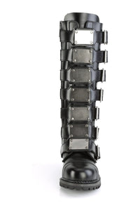 Demonia RIOT-21MP Black Leather Knee Boot in Black Leather