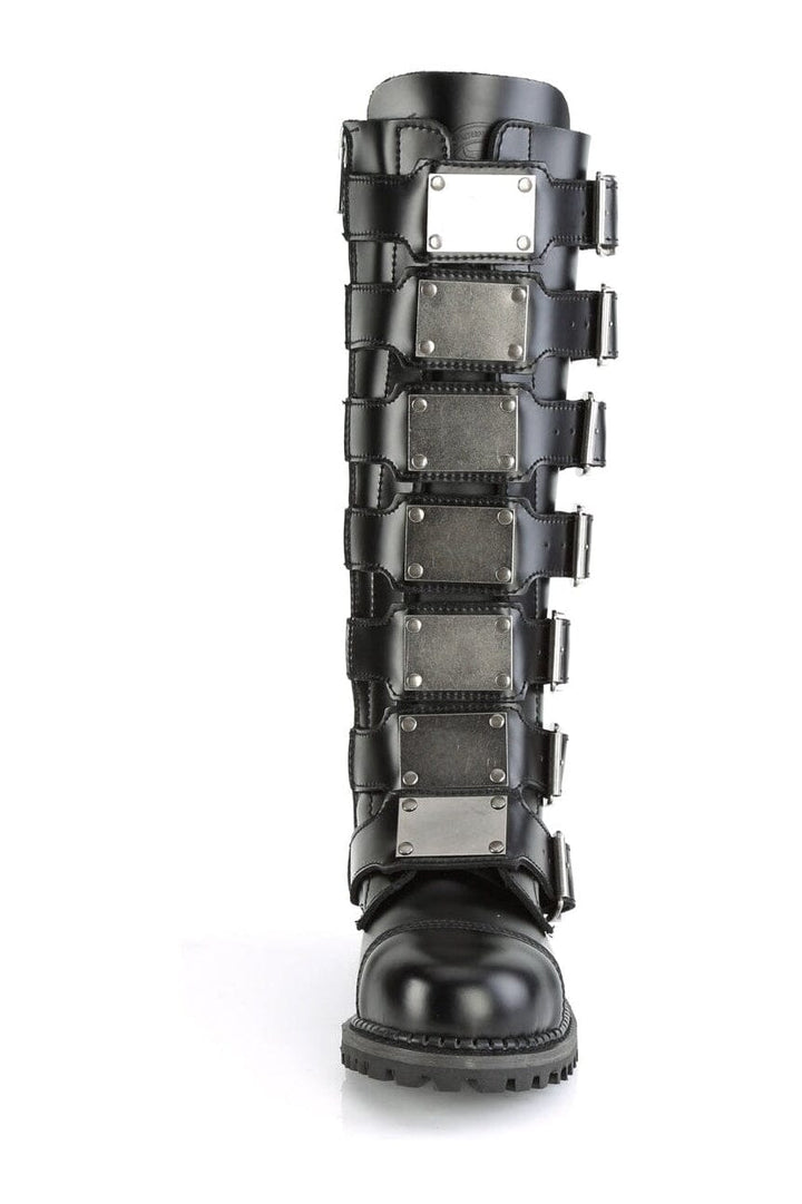 RIOT-21MP Black Leather Knee Boot