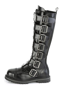 Demonia RIOT-21MP Black Leather Knee Boot in Black Leather