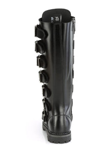 Demonia RIOT-21MP Black Leather Knee Boot in Black Leather
