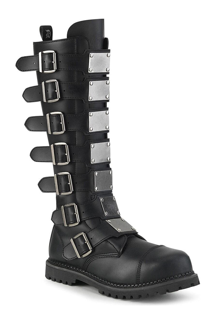 Demonia RIOT-21MP Black Vegan Leather Knee Boot in Black Vegan Leather from SexyShoes.com
