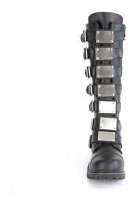 Demonia RIOT-21MP Black Vegan Leather Knee Boot in Black Vegan Leather