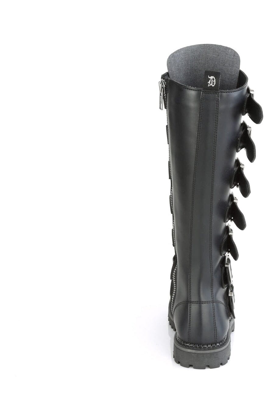 Demonia RIOT-21MP Black Vegan Leather Knee Boot in Black Vegan Leather