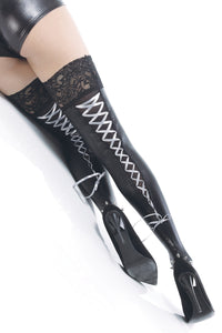Coquette Racerback Ribbon Wetlook Thigh High&