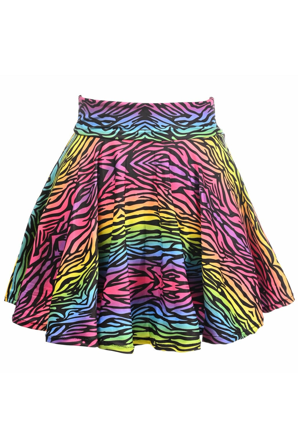 Rainbow Animal Print Stretch Lycra Skirt-Costume Skirts-Daisy Corsets-Rainbow-XS-SEXYSHOES.COM