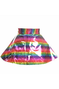 Daisy Corsets Rainbow Glitter PVC Skater Skirt in Rainbow  from SexyShoes.com
