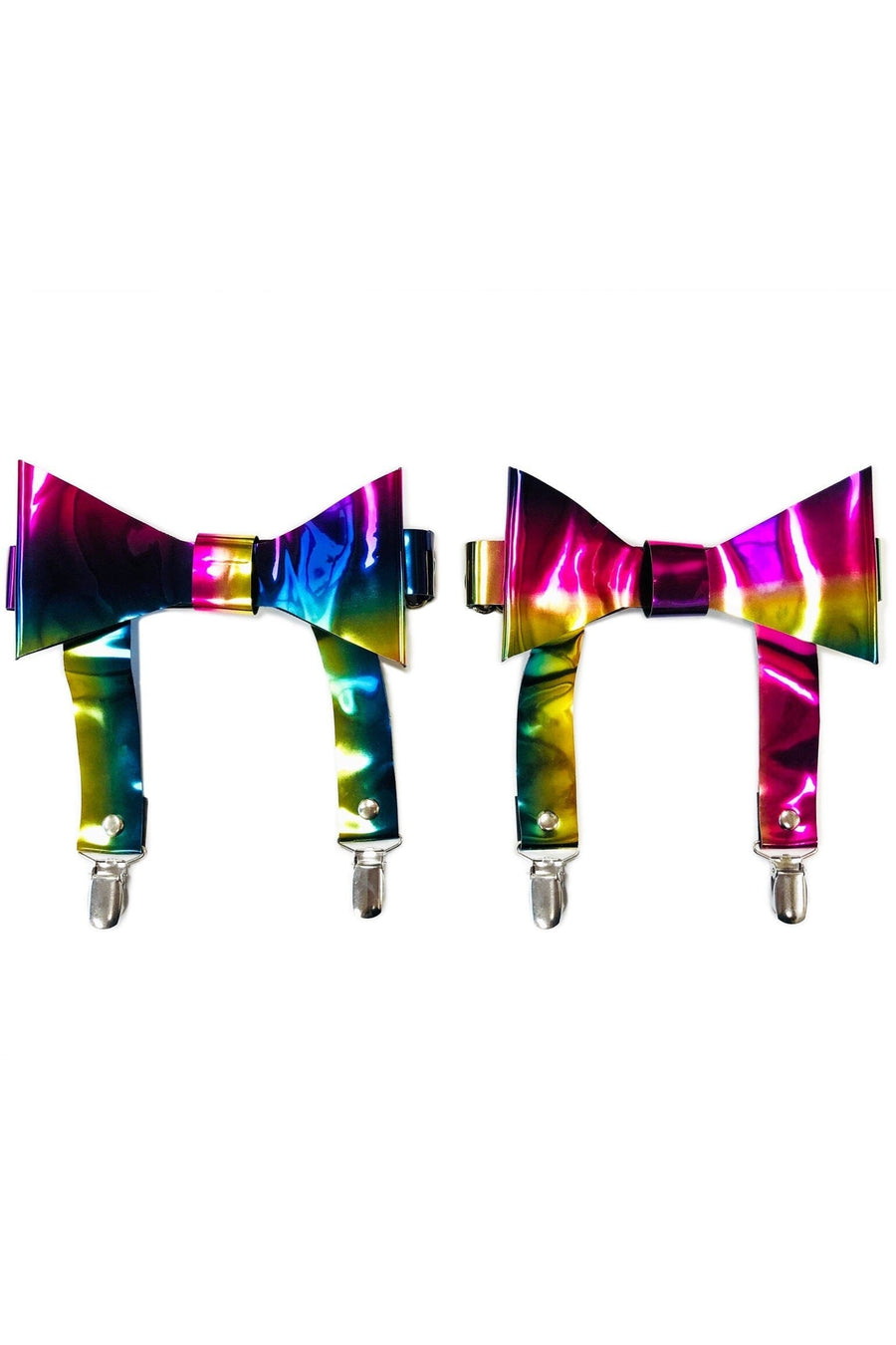 Daisy Corsets Rainbow Holo Garters (Set Of 2) in Rainbow  from SexyShoes.com