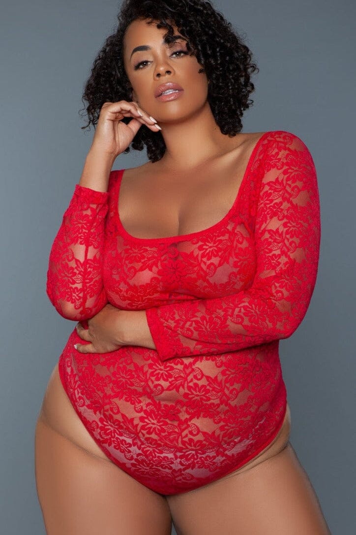 BeWicked Red Hot Long Sleeved Bodysuit in Red  from SexyShoes.com