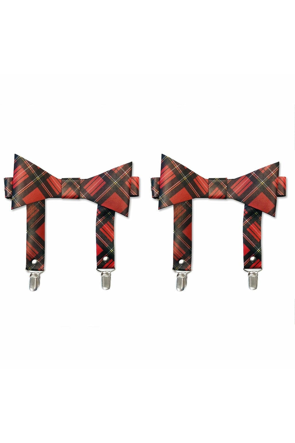 Red Plaid Faux Leather Garters (set of 2)-Leg Garters-Daisy Corsets-Red-REG-SEXYSHOES.COM